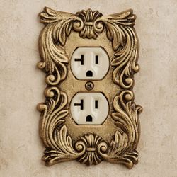 Fleur de Lis Single Outlet Antique Brass