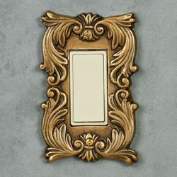 Fleur de Lis Single Dimmer Rocker Switch Antique Brass