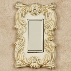 Fleur de Lis Single Dimmer Rocker Switch Ivory/Gold