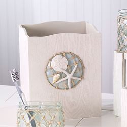 Sea Glass Wastebasket Aqua Mist