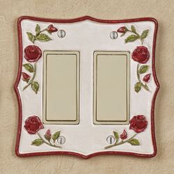 Vining Rose Double Dimmer Rocker Red