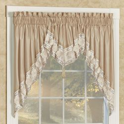 Elegante Sequined Ascot Valance Light Cream 32 x 20