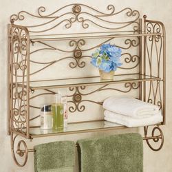 Kadalynn Wall Shelf with Towel Bar Satin Gold