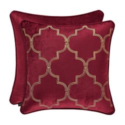 Maribella Embroidered Quatrefoil Pillow Ruby 18 Square