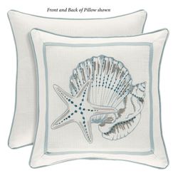 Waters Edge Embroidered Accent Pillow Off White 16 Square