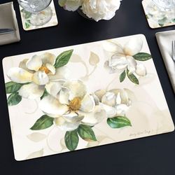 Magnolias Floral Hardboard Placemats Multi Cool Set of Four