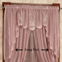 Cameo Rose Swag Valance Pair Victorian Rose 56 x 38