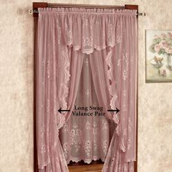Cameo Rose Long Swag Valance Pair Victorian Rose 56 x 63