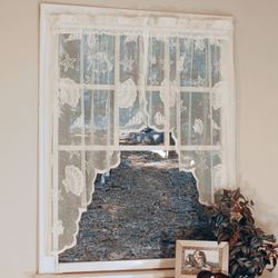 Seashells Lace Swag Valance Pair  56 x 38