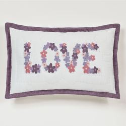 Wildflowers LOVE Flanged Pillow Ivory Rectangle