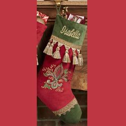 Burgundy Fleur de Lis Stocking