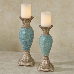 Cambria Candleholders Aqua Set of Two