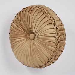Monaco Pleated Tufted Pillow Gold Round