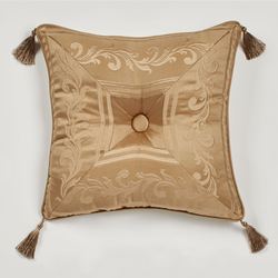 Monaco Tasseled Tufted Pillow Gold 18 Square