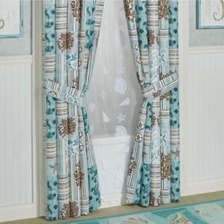 Shell Harbor Tailored Curtain Pair Aqua
