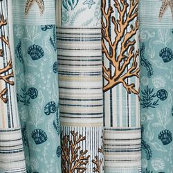 Shell Harbor Tailored Curtain Pair Aqua