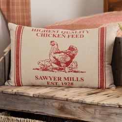 Sawyer Mill Red Chicken Pillow Dark Red Rectangle