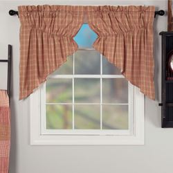 Sawyer Mill Red Prairie Swag Valance Pair Dark Red 72 x 36