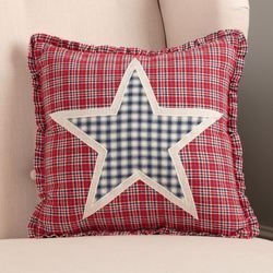 Hatteras Patch Ruffled Star Pillow Dark Red 12 Square