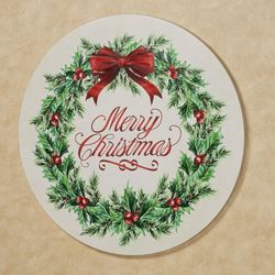 Holly Wreath Canvas Wall Art Red/Green