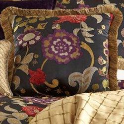 Escapade Fringed Pillow Black 18 Square