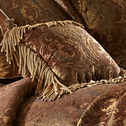 China Art Brown Bullion Fringe Pillow 14 Square