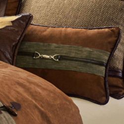 Highland Lodge Piped Buckle Pillow Saddle Brown Rectangle