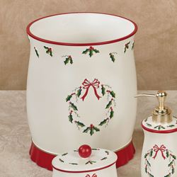 Holly Wreath Wastebasket Eggshell