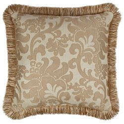 Casablanca Fringed Pillow Light Almond 18 Square