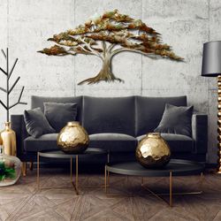 Oak Tree Wall Sculpture Multi Metallic