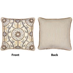 Izmir Medallion Corded Pillow Gray 17 Square