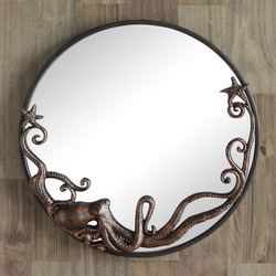 Octopus Round Wall Mirror Burnished Copper