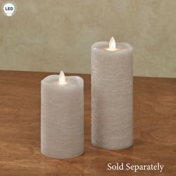 Distressed Flameless LED Pillar Candle Linen
