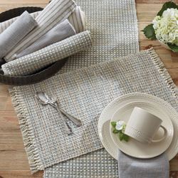 Tweed Basics Table Runner Ivory/Blue 13 x 54