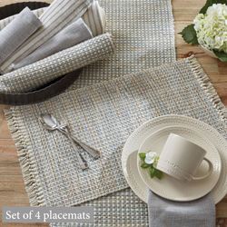 Tweed Basics Placemats Ivory/Blue Set of Four