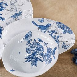 Indigo Cotton Melamine Oval Serving Platter Blue 19 x 10