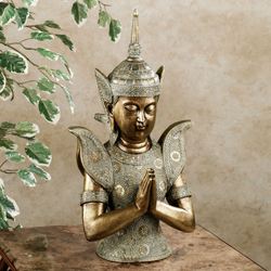 Tranquil Meditation Buddha Table Sculpture Antique Gold