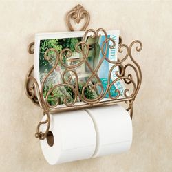 Aldabella Wall Magazine Rack with Toilet Paper Holder Satin Gold