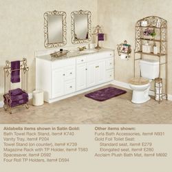 Aldabella Wall Magazine Rack with Toilet Paper Holder Satin Gold