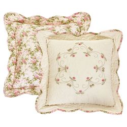 Felisa Reversible Quilted Pillow Light Cream 16 Square