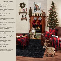 Standing Buck Deer with Fawn Sculpture Brown