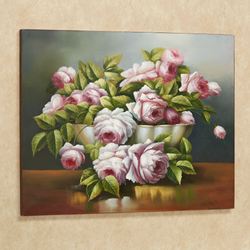 Bowl of Roses Canvas Art Multi Pastel