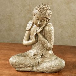 Sacred Mantra Buddha Sculpture Beige/Cream