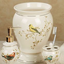 Gilded Bird Wastebasket Ivory