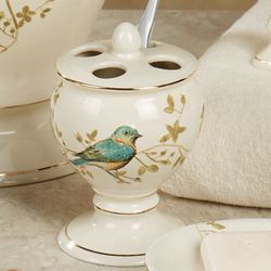 Gilded Bird Toothbrush Holder Ivory