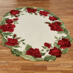 Regal Rose Oval Area Rug Cream 5 x 76 Oval