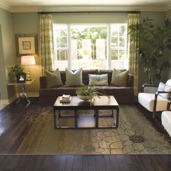 Flower Outline Rectangle Rug Brown