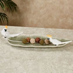 Cockatoo Palm Leaf Decorative Tray White