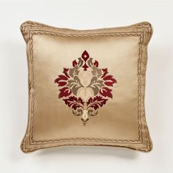 Devonshire Embroidered Pillow Antique Gold 18 Square