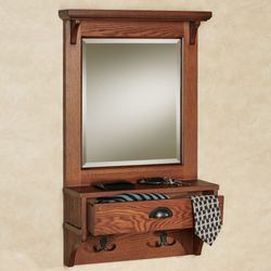 Karter Mirrored Wall Shelf Mission Red Oak